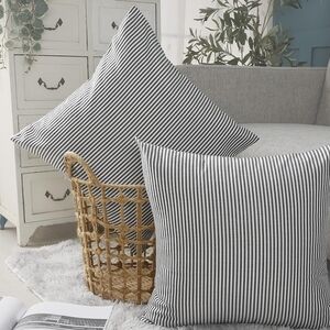 SET OF 2 THROW PILLOW COVERS Classic Stripe